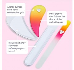 체코 유리 네일 파일(케이스 및 유리 발 파일 포함) 보나 피데 뷰티의 선셋 발 굳은 살 제거제 프리미엄 체코 유리 네일