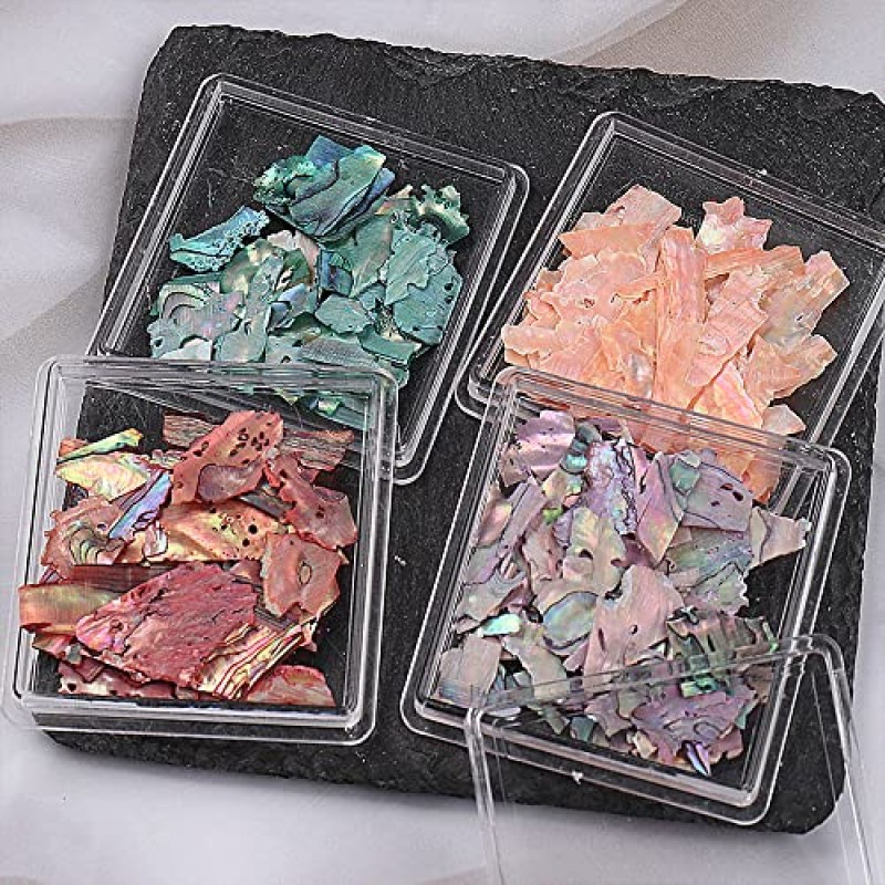 16 색 전복 껍질 조각 네일 반짝이 다채로운 불규칙한 파편 질감 네일 아트 스팽글 데칼 조각 DIY 팁 매니큐어 인어 조각 네일 아트 용 UV 젤 플레이크 네일 장식