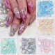 16 색 전복 껍질 조각 네일 반짝이 다채로운 불규칙한 파편 질감 네일 아트 스팽글 데칼 조각 DIY 팁 매니큐어 인어 조각 네일 아트 용 UV 젤 플레이크 네일 장식
