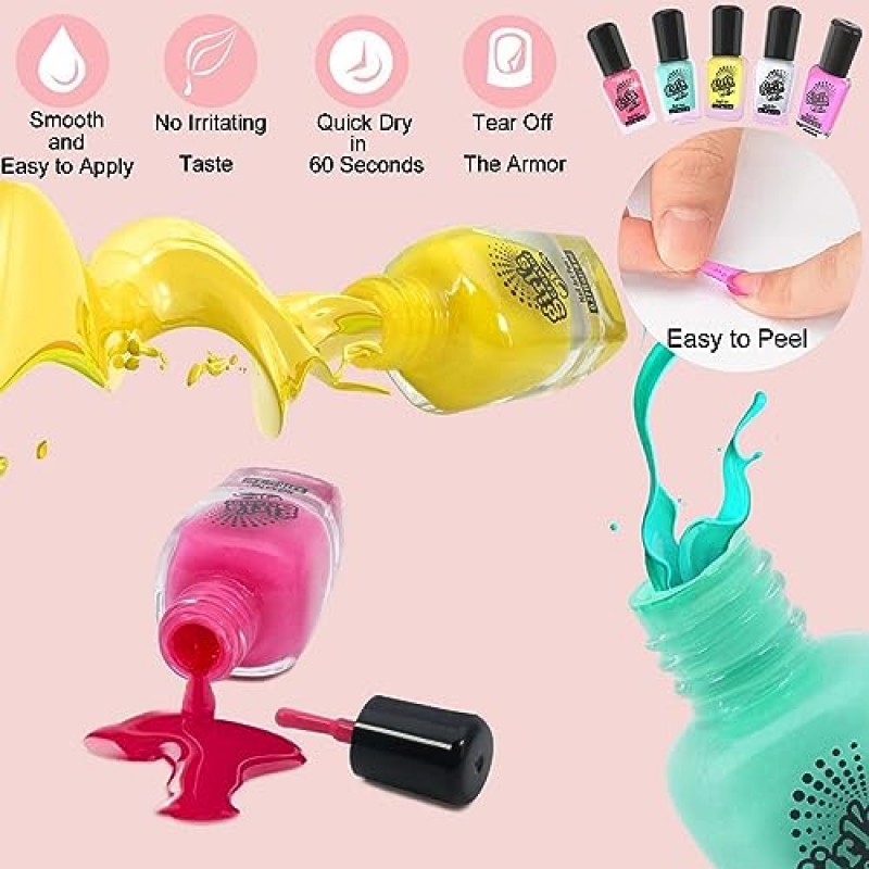 여아용 매니큐어 키트 7-12세, 아동 네일 키트 네일 아트 세트 네일 건조기, 네일 펜, 수납 책상, 아동 매니큐어 세트 여아용 선물, 스파 매니큐어 장식 여아 용품 - 파티 생일 선물