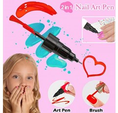 여아용 매니큐어 키트 7-12세, 아동 네일 키트 네일 아트 세트 네일 건조기, 네일 펜, 수납 책상, 아동 매니큐어 세트 여아용 선물, 스파 매니큐어 장식 여아 용품 - 파티 생일 선물