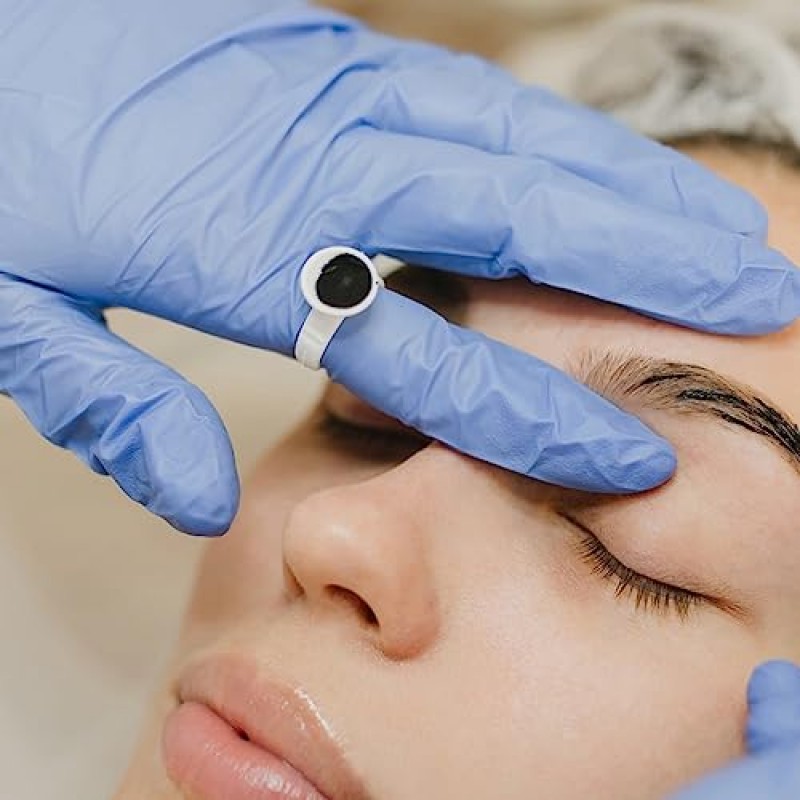 G2PLUS 600PCS 일회용 접착제 링, 흰색 속눈썹 접착제 홀더 링, 속눈썹 연장용 조절 가능한 속눈썹 접착제 홀더, 안료 홀더, 네일 아트 및 문신