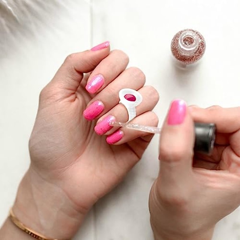 G2PLUS 600PCS 일회용 접착제 링, 흰색 속눈썹 접착제 홀더 링, 속눈썹 연장용 조절 가능한 속눈썹 접착제 홀더, 안료 홀더, 네일 아트 및 문신