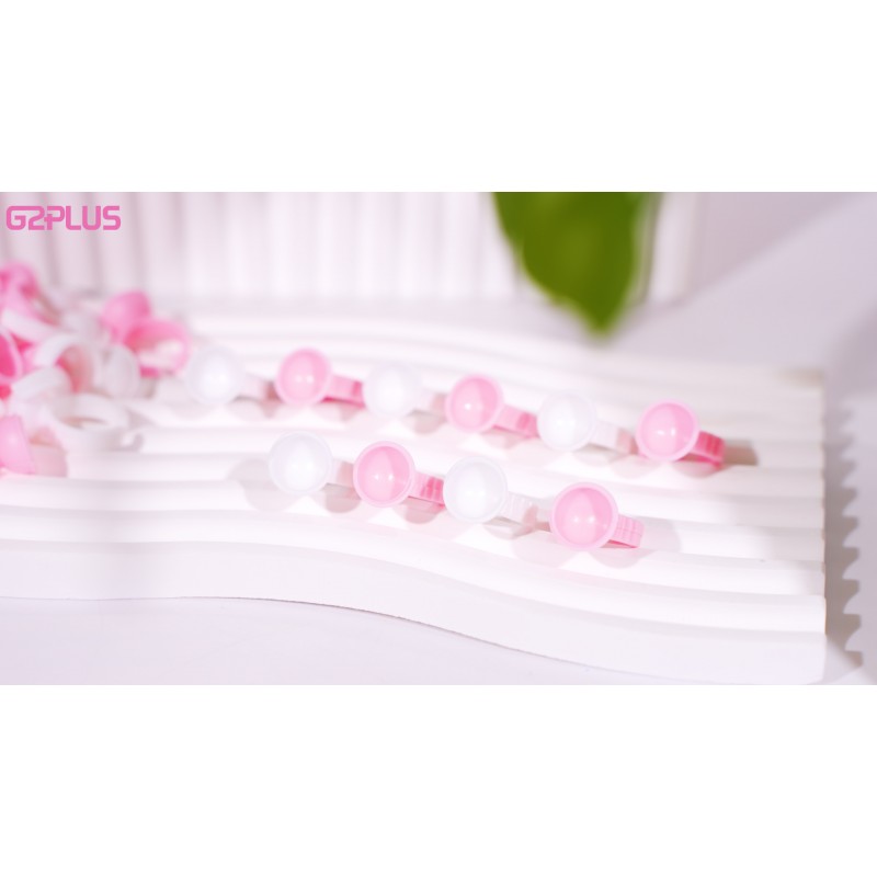 G2PLUS 600PCS 일회용 접착제 링, 흰색 속눈썹 접착제 홀더 링, 속눈썹 연장용 조절 가능한 속눈썹 접착제 홀더, 안료 홀더, 네일 아트 및 문신