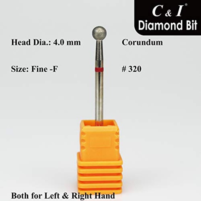 C & I 다이아몬드 네일 드릴 비트, 볼 모양 헤드 E-파일, 전문가용 큐티클 클린 드릴 비트, 개선된 다이아몬드 파우더 및 텅스텐 카바이드 생크 3/32