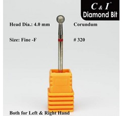 C & I 다이아몬드 네일 드릴 비트, 볼 모양 헤드 E-파일, 전문가용 큐티클 클린 드릴 비트, 개선된 다이아몬드 파우더 및 텅스텐 카바이드 생크 3/32