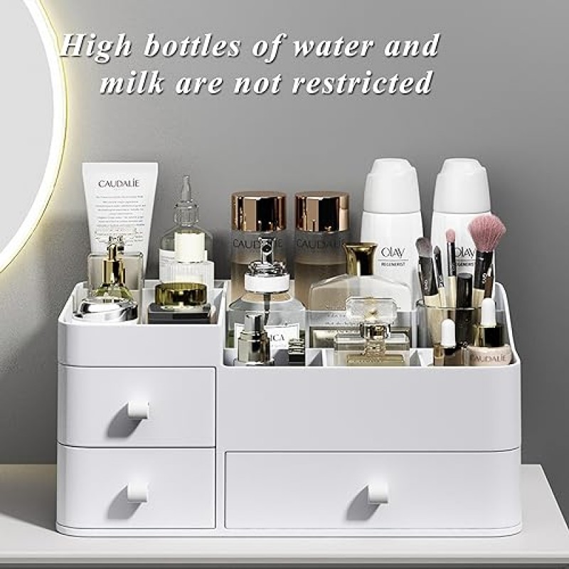 메이크업 정리함 및 보관함, 서랍이 있는 대용량 플라스틱 서랍 정리함, 스킨 케어 정리함 쥬얼리, 브러쉬, 립스틱, 매니큐어, 화장대용 화장품 정리함, 욕실 조리대