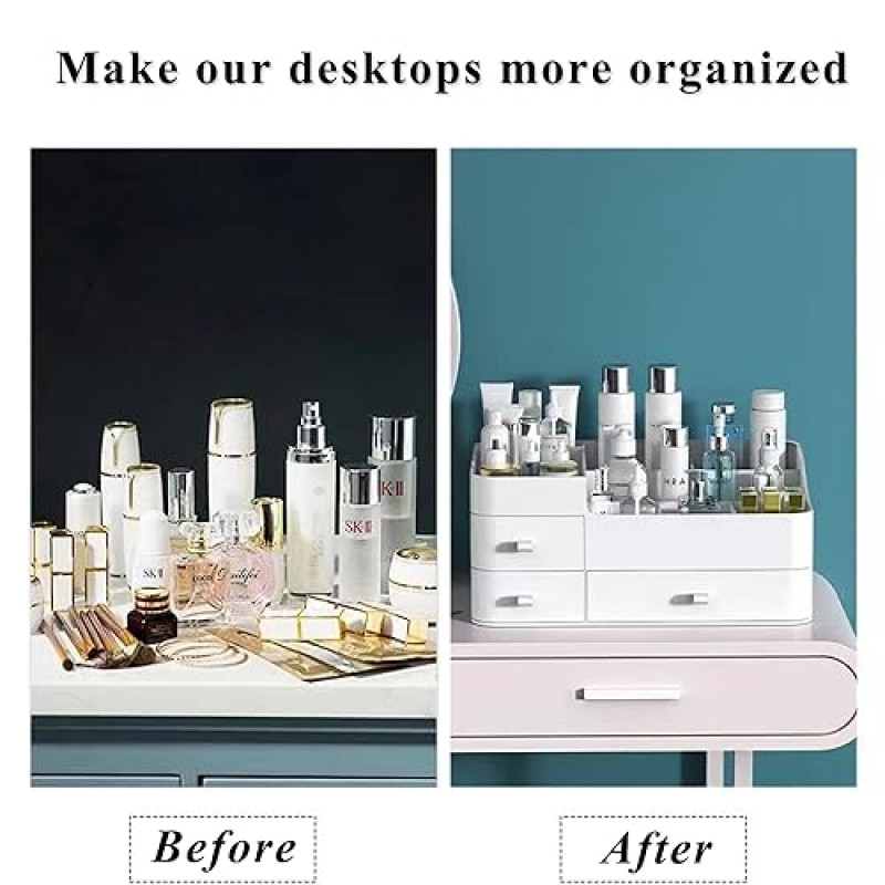 메이크업 정리함 및 보관함, 서랍이 있는 대용량 플라스틱 서랍 정리함, 스킨 케어 정리함 쥬얼리, 브러쉬, 립스틱, 매니큐어, 화장대용 화장품 정리함, 욕실 조리대