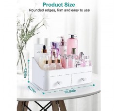 화장대용 메이크업 정리함, 서랍 2개가 있는 욕실 화장품 보관함, 로션용 스킨 케어 조리대 디스플레이 케이스 미용 헤어 제품 향수 아이섀도 립스틱 매니큐어 및 보석 등