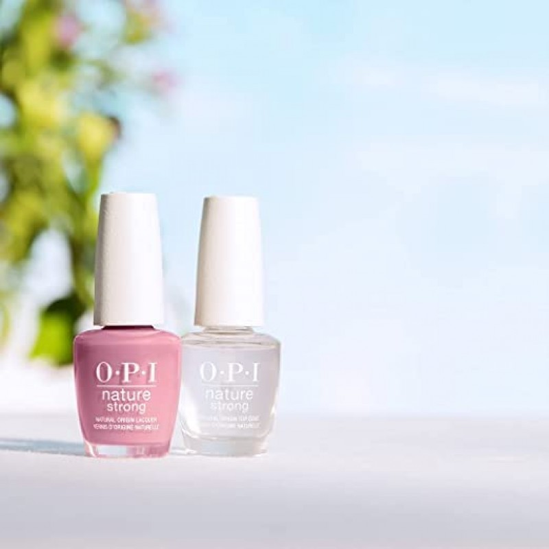 OPI 네이처 스트롱 비건 매니큐어, 탑 코트, 고광택, 천연 유래, 동물 실험을 하지 않은 네일 래커, 0.5 fl oz.