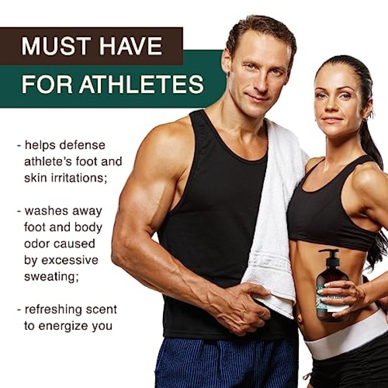 티 트리 오일 바디 워시 - 운동선수의 발, 백선, 가려움증, 여드름, 습진, 효모 감염, 체취, 가려운 피부에 도움 - 보습 알로에 함유 - 황산염 없음 - 16oz