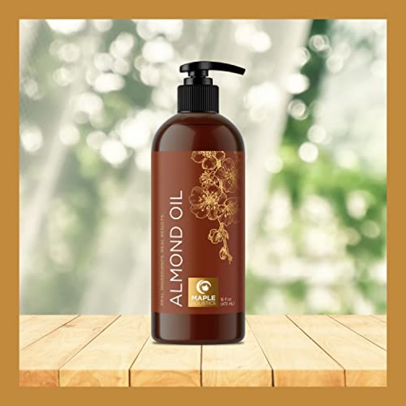 냉압착 스위트 아몬드 오일 - 남성과 여성을 위한 피부 관리 및 보습 바디 오일을 위한 퓨어 스위트 아몬드 오일 - 헤어 피부와 손톱용 에센셜 오일 혼합용 캐리어 오일 DIY 미용 제품 16온스