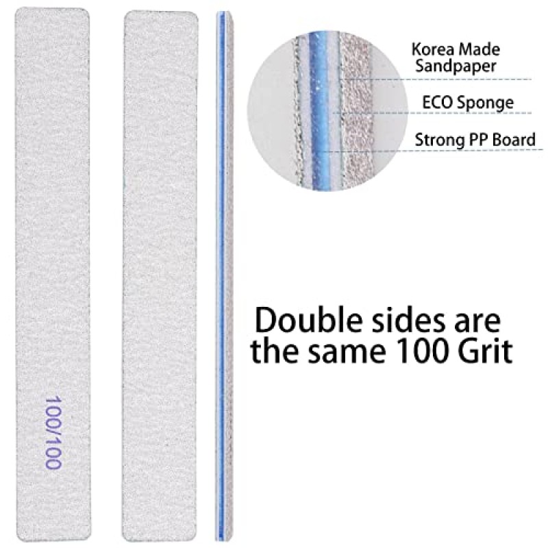 50pcs 100/100 그릿 네일 파일 아크릴 손톱 에머리 보드 파일 홈, 살롱, 강한, 양면을위한 전문 네일 아트 도구