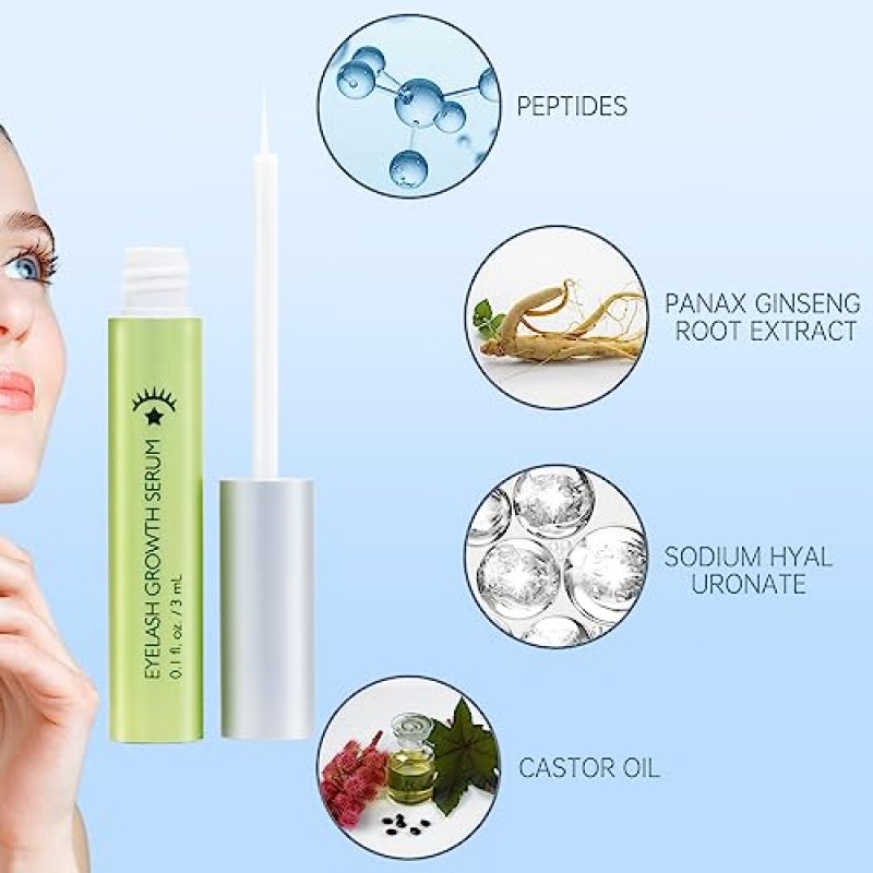 래쉬 세럼 - 자연스럽고 풍성하고 길어 보이는 속눈썹과 눈썹을 위한 속눈썹 성장 세럼 급속하게 자라는 속눈썹을 강화하고 잔인함을 주지 않습니다.