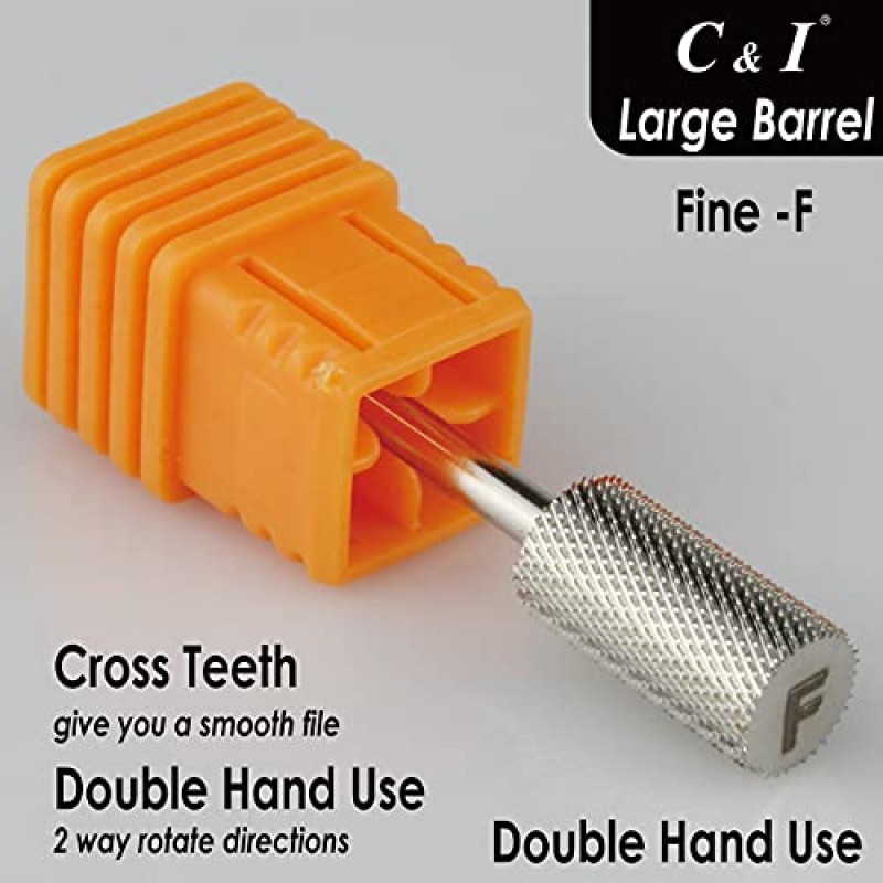 C & I 대형 배럴 네일 드릴 비트, 매니큐어 드릴 머신용 전문 전기 파일, 네일 젤 제거, 3/32