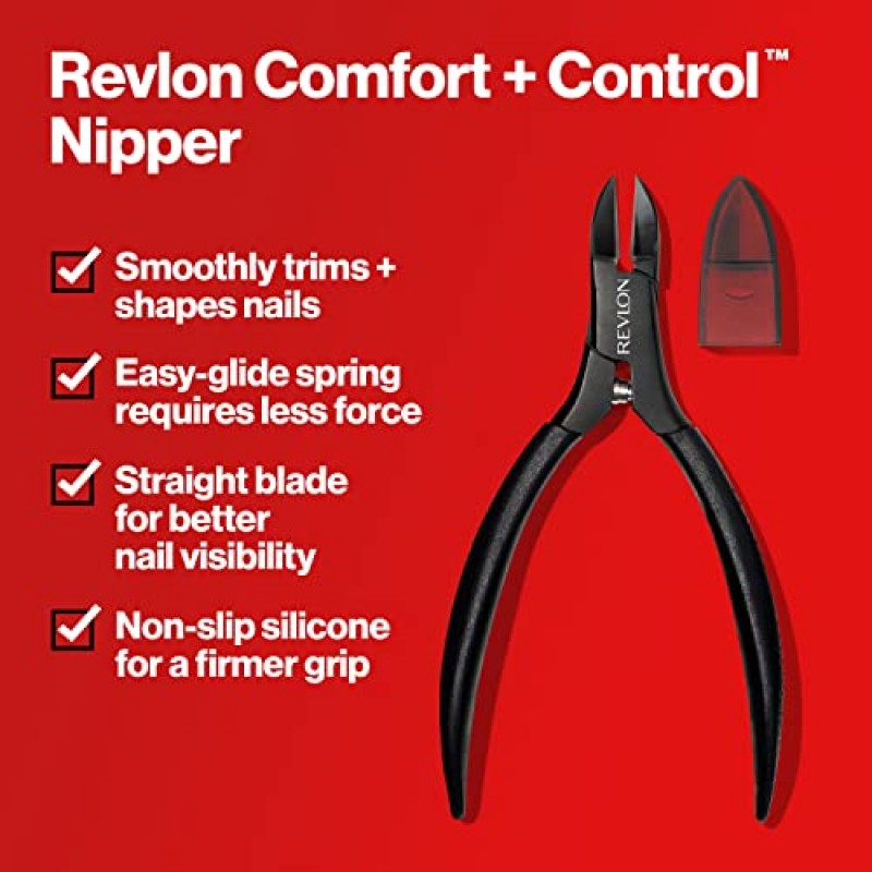 Revlon 컴포트 앤 컨트롤 네일 니퍼, 부드러운 손톱을 위한 사용하기 쉬운 트리머