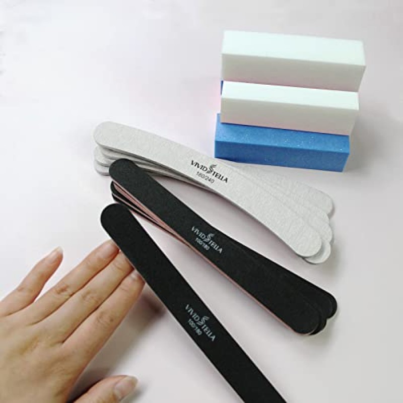 18Pcs 네일 파일 세트 블랙 스트레이트 에머리 보드 회색 곡선 손톱 파일 전문 매니큐어 도구 키트 직사각형 네일 버퍼 블록 네일 케어 파일 버퍼 도구