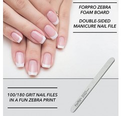 ForPro Zebra 폼 보드, 100/180방, 양면 매니큐어 네일 줄, 7인치 L x .75인치 W 50개