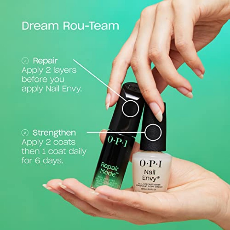OPI 리페어 모드 본드 빌딩 네일 세럼, 케라틴 단백질, 6일 안에 손톱 복구, 비건 포뮬러, 투명, 0.3 fl oz