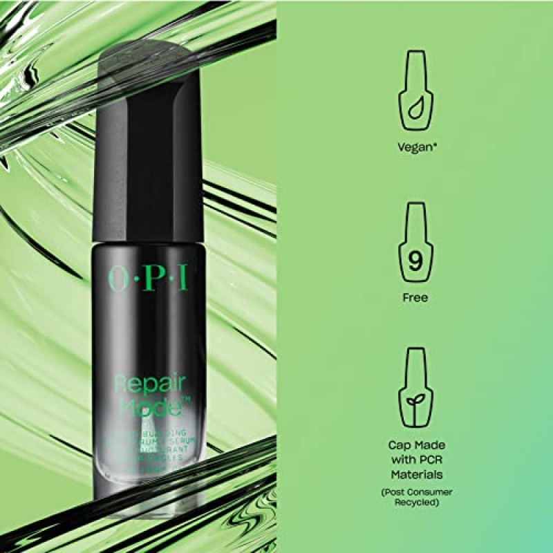 OPI 리페어 모드 본드 빌딩 네일 세럼, 케라틴 단백질, 6일 안에 손톱 복구, 비건 포뮬러, 투명, 0.3 fl oz