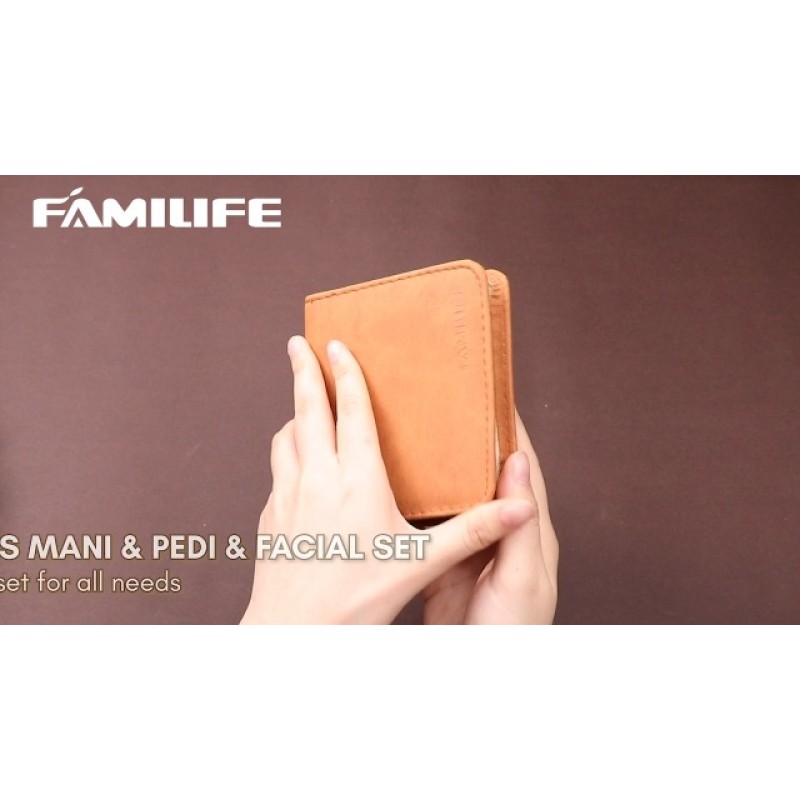 FAMILIFE 매니큐어 세트, 전문 매니큐어 키트 손톱깎이 세트 스테인레스 스틸 페디큐어 도구 키트 여성용 가죽 여행용 케이스가 포함된 휴대용 미용 키트 여자 남자 (브라운)