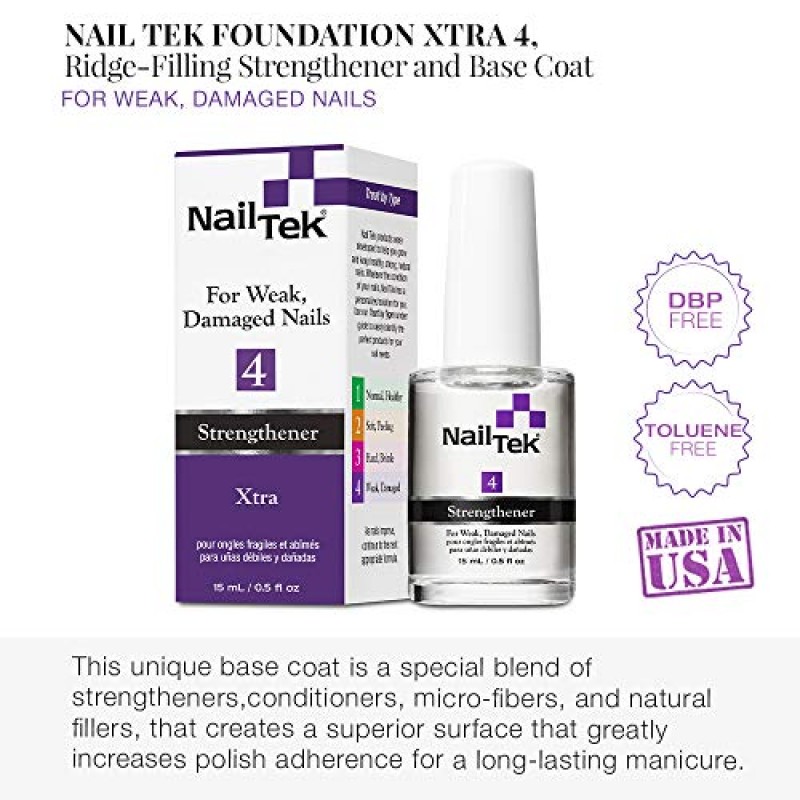 Nail Tek Xtra 4, 약하고 손상된 손톱을 위한 손톱 강화제, 0.5oz, 2팩