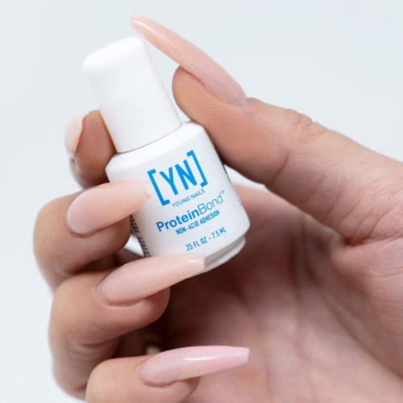 Young Nails 단백질 결합. 네일 준비 + 빠른 건조. 젤용 앵커, 광택제 + 아크릴 케라틴 본더, 0.25 Fl Oz