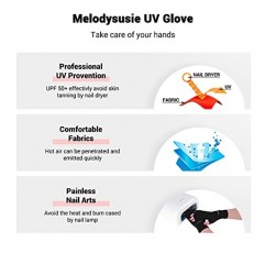 젤 네일 램프용 MelodySusie UV 장갑, 매니큐어용 전문가용 UPF50+ 보호 장갑, 네일 아트 스킨 케어 핑거리스 안티 글러브는 위험으로부터 손을 보호합니다(블랙 2팩)