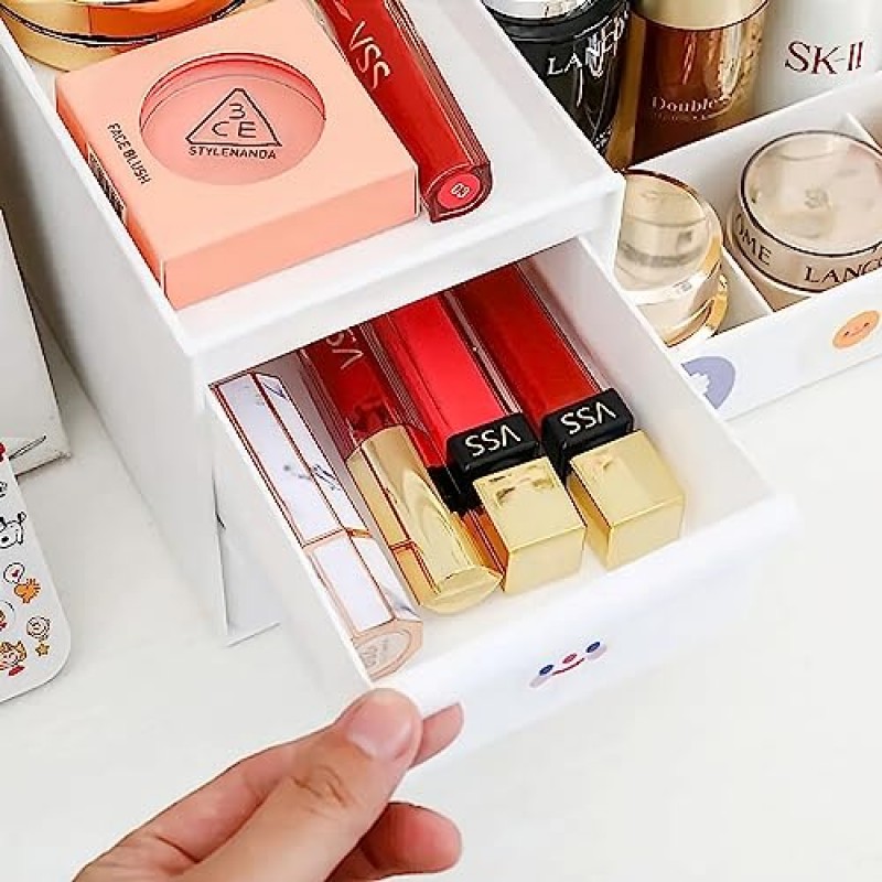 Washelter Pink 메이크업 및 스킨 케어 정리함 및 화장대, 조리대, 옷장용 보관함 | 서랍 선반 브러쉬 아이 섀도우 립스틱 매니큐어 쥬얼리 미적 프레피 주최자 캐디 포함