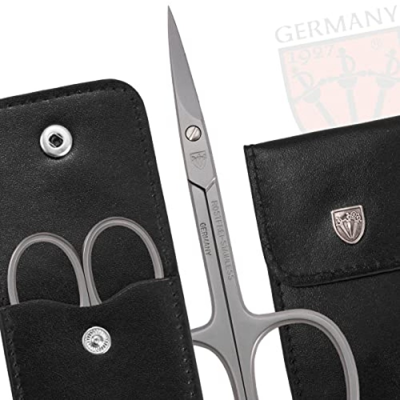 3 Swords Germany Solingen - 브랜드 품질 스테인레스 스틸 INOX 곡선 큐티클 가위(1개) 매니큐어 페디큐어용 케이스 포함 - 3 Swords의 네일 케어 - 독일산