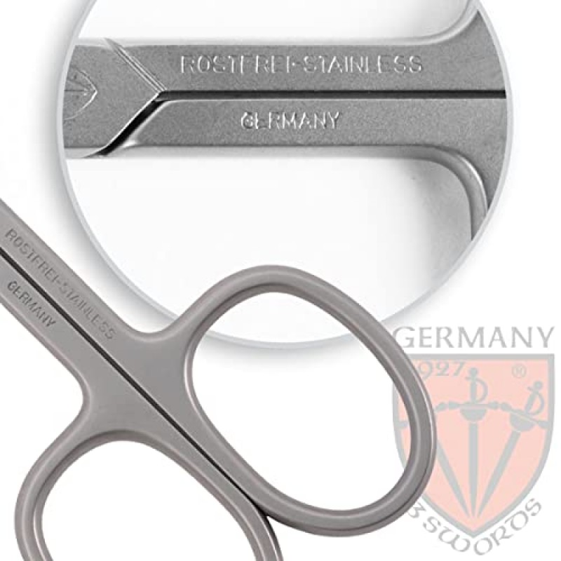 3 Swords Germany Solingen - 브랜드 품질 스테인레스 스틸 INOX 곡선 큐티클 가위(1개) 매니큐어 페디큐어용 케이스 포함 - 3 Swords의 네일 케어 - 독일산