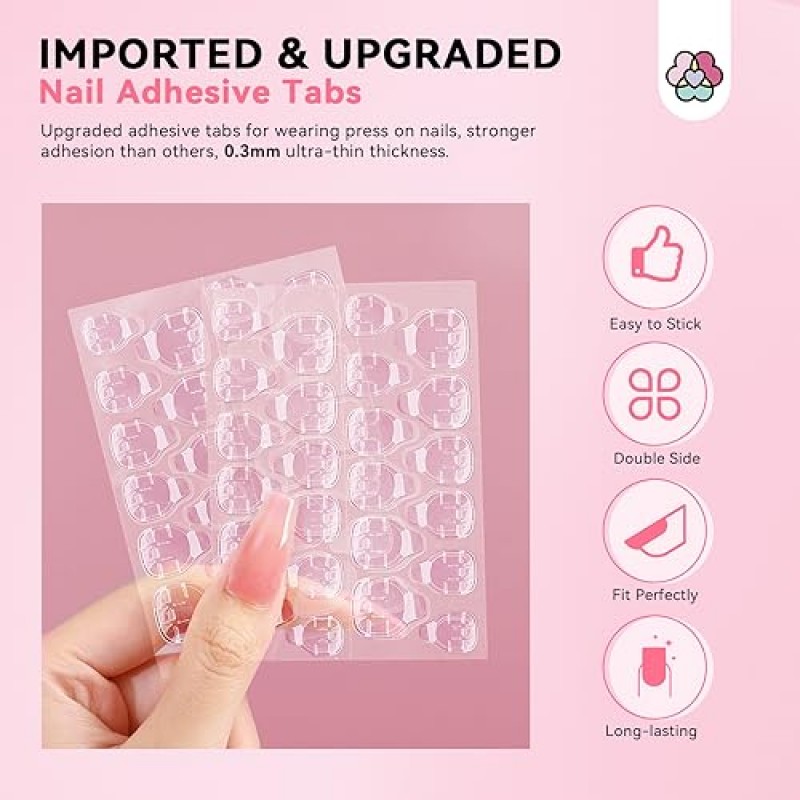 Saviland 50PCS 프레스 온 네일 도구 키트 - 2g 네일 접착제, 접착 탭, 미니 네일 파일, 아크릴 스틱, 네일 아트 스타터 네일 살롱 프레스용 준비 패드