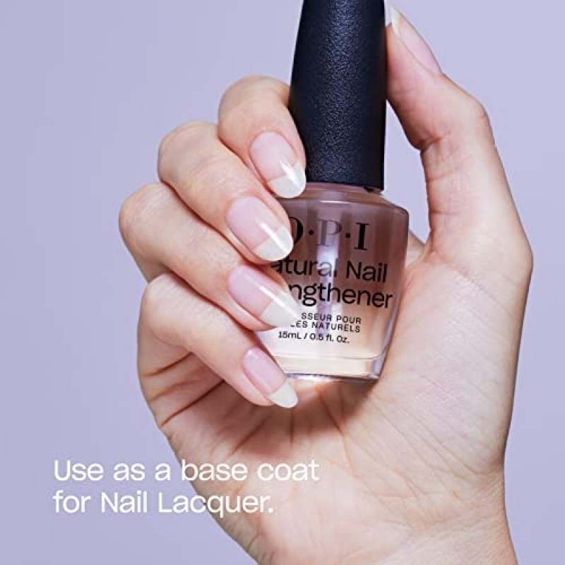 OPI 천연 네일 강화제, 비건 포뮬러, 비타민 A 및 E 함유, 변색 방지, 손톱 강화, 투명, 0.5 fl oz