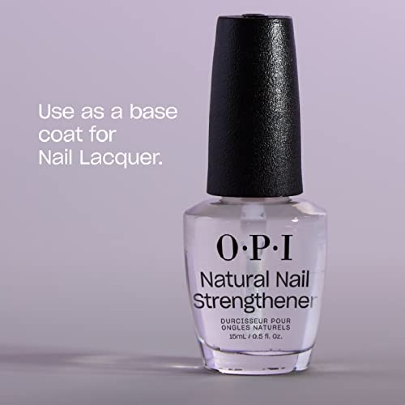 OPI 천연 네일 강화제, 비건 포뮬러, 비타민 A 및 E 함유, 변색 방지, 손톱 강화, 투명, 0.5 fl oz