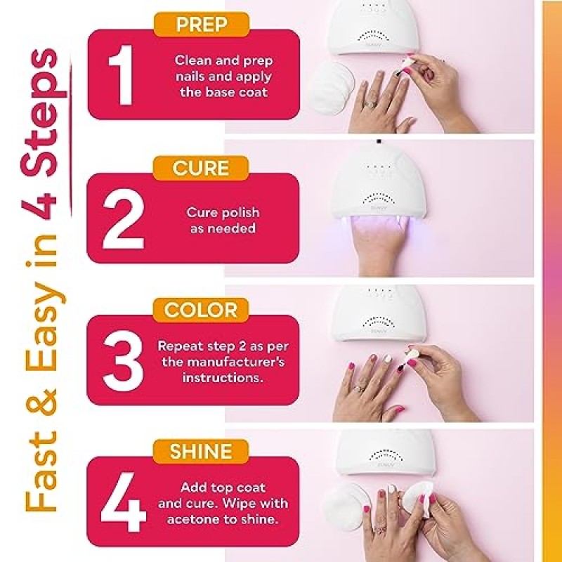 UV LED 네일 램프, 매니큐어용 SUNUV 젤 네일 라이트 48W UV 건조기(타이머 3개 포함) SUNone