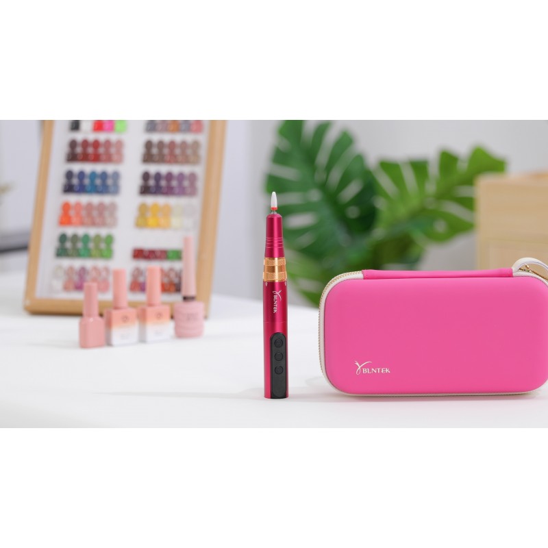 YBLNTEK 전기 네일 파일, 35,000 RPM 아크릴 젤 네일용 휴대용 전기 네일 드릴, 홈 살롱 매니큐어 및 페디큐어용 무선 네일 드릴, 레드