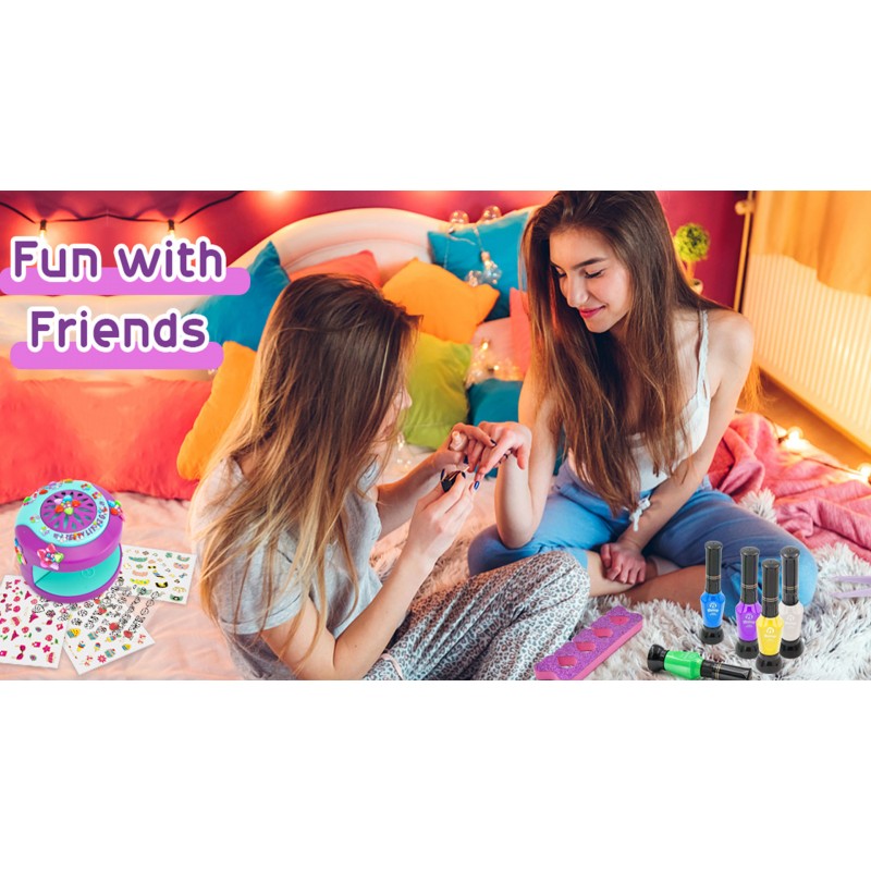 BATTOP 어린이 매니큐어 키트 세트(여아용), 네일 건조기 및 폴란드어 펜 및 3D 장식이 포함된 10대용 네일 아트 스튜디오 7 8 9 10 11 12세 이상 소녀를 위한 멋진 생일 선물