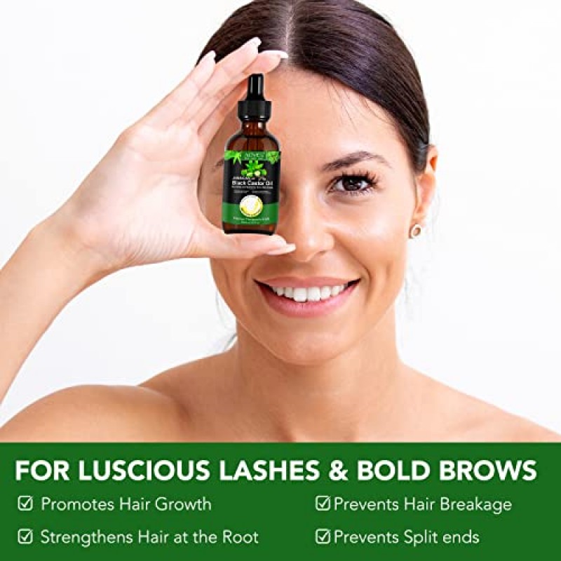 VXHDAG 자메이카 블랙 캐스터 오일, 100% 순수 냉압착 비정제 모발 성장, 피부 상태, 눈썹 속눈썹, 네일 케어 성장, 강화, 수분 및 회복, 유리병 4.06 fl oz