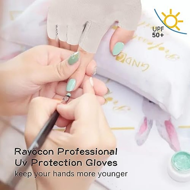 spacepower 4쌍 네일용 UV 장갑: UPF 50+ 젤 네일 램프용 자외선 차단 장갑, 매니큐어 스킨 케어용 보호 장갑(4가지 색상)
