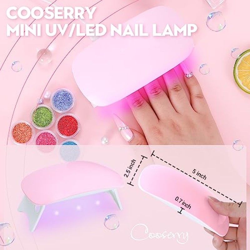 Cooserry 48색 아크릴 네일 키트(드릴 및 UV 라이트 포함) - 아크릴 네일 초보자를 위한 아크릴 브러시 및 200개 네일 팁이 포함된 모든 것을 포함하는 글리터 아크릴 파우더 모노머 액체 세트