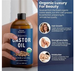 Nexon Botanics 유기농 피마자유 8 fl oz - 피마자유 유기농 냉압착 비정제 - 아세사이트 데 리치노 오가닉 - 피마자유 - 스킨 케어, 헤어 케어, 속눈썹, 눈썹, 바디용