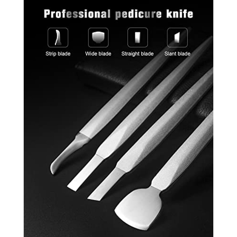 FERYES 페디큐어 나이프 자란 발톱 키트, 7 PCS 전문 페디큐어 도구 발톱 손질 키트, 최고 노치 발 블레이드, 슈퍼 샤프 발톱깎이(가죽 케이스 포함)
