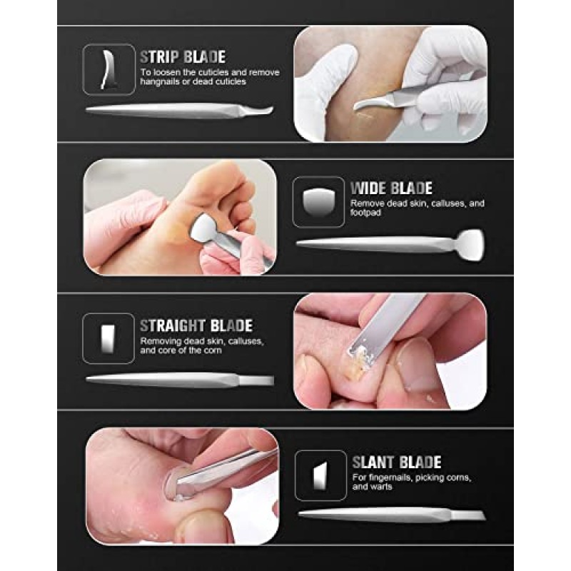 FERYES 페디큐어 나이프 자란 발톱 키트, 7 PCS 전문 페디큐어 도구 발톱 손질 키트, 최고 노치 발 블레이드, 슈퍼 샤프 발톱깎이(가죽 케이스 포함)