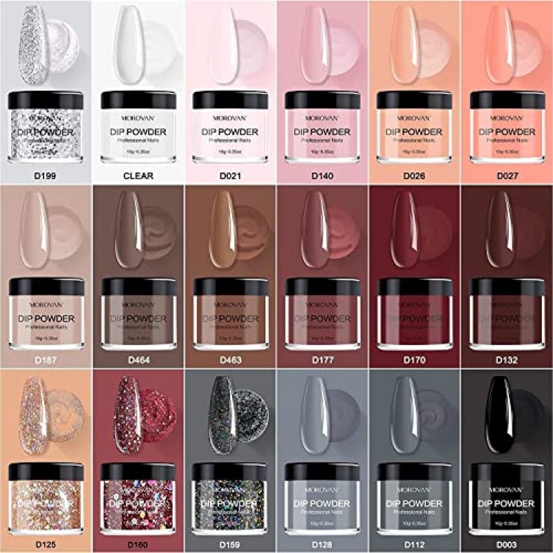 30Pcs 딥 파우더 네일 키트 스타터-모로반 18 색 딥 파우더 순수 글리터 네일 딥핑 파우더 세트 전기 네일 드릴 머신 초보자 또는 집에서 전문 DIY를위한 딥핑 파우더