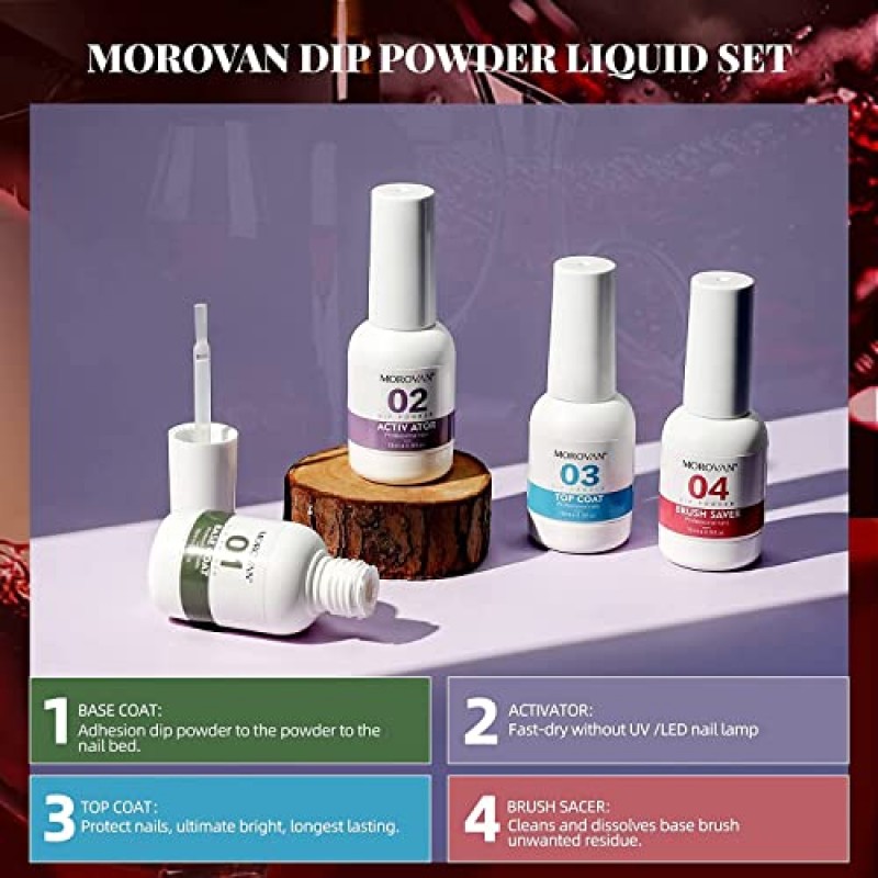 30Pcs 딥 파우더 네일 키트 스타터-모로반 18 색 딥 파우더 순수 글리터 네일 딥핑 파우더 세트 전기 네일 드릴 머신 초보자 또는 집에서 전문 DIY를위한 딥핑 파우더