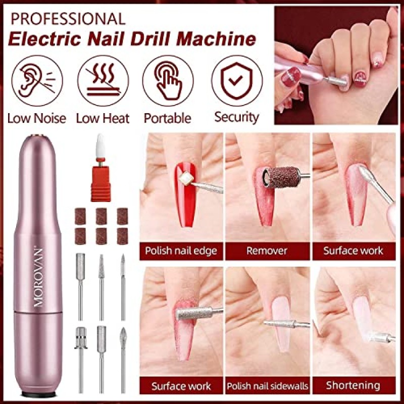 30Pcs 딥 파우더 네일 키트 스타터-모로반 18 색 딥 파우더 순수 글리터 네일 딥핑 파우더 세트 전기 네일 드릴 머신 초보자 또는 집에서 전문 DIY를위한 딥핑 파우더