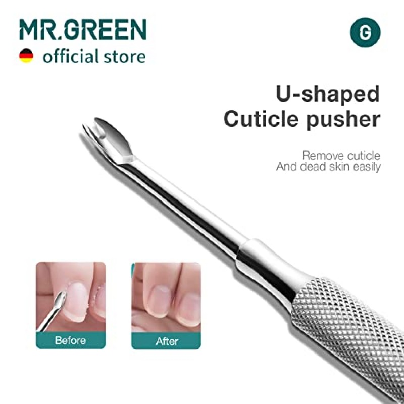 MR.GREEN 다기능 네일 케어 도구 큐티클 푸셔 네일 먼지 클리너 양방향 디자인 손톱 큐티클 트리머 (Mr-2158)