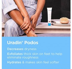 ISDIN 풋 케어 크림, Uradin Podos 젤 오일, 건조하고 갈라진 발을 수리하고 수분을 공급합니다. 요소 10%, 빠른 흡수, 피부과 테스트 완료, 2.5 Fl Oz