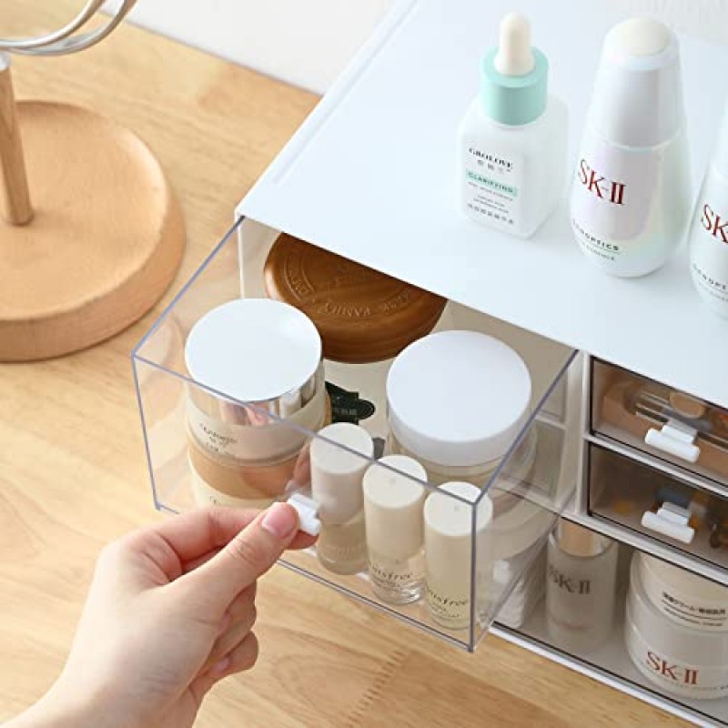 화장대용 oneyoyo 메이크업 정리함, 화장품용 서랍이 있는 책상 정리함, 스킨 케어용 화장품 정리함, 브러쉬, 립스틱, 매니큐어, 침실 및 욕실에 적합합니다.