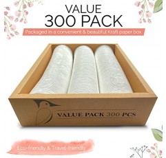 뷰티풀 마인드 코튼 라운드 메이크업 리무버 패드 – 300개 팩 – 보푸라기가 없는 친환경 및 퇴비화 가능 – 메이크업 어플리케이터, 매니큐어 리무버 또는 베이비 케어 패드로 사용 – 크래프트 상자